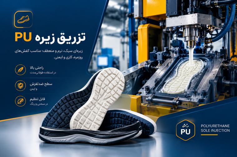 تزریق زیره کفش با PU (پلی‌یورتان)